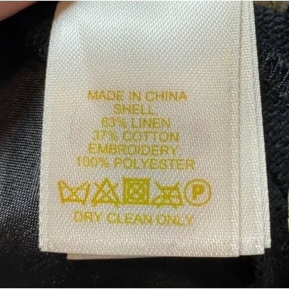 Kate Spade NY Black Linen White Geometric Embroidered Lining Shorts sz US 2 NEW - Picture 11 of 11